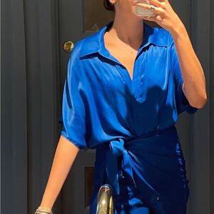 Zara XS blue wrap dress